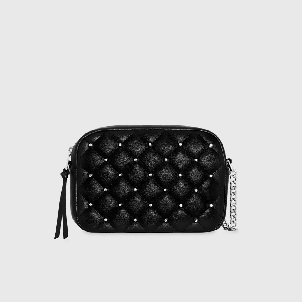 Rebecca Minkoff Diamond Quilt Studded Top-Zip Crossbody Bag